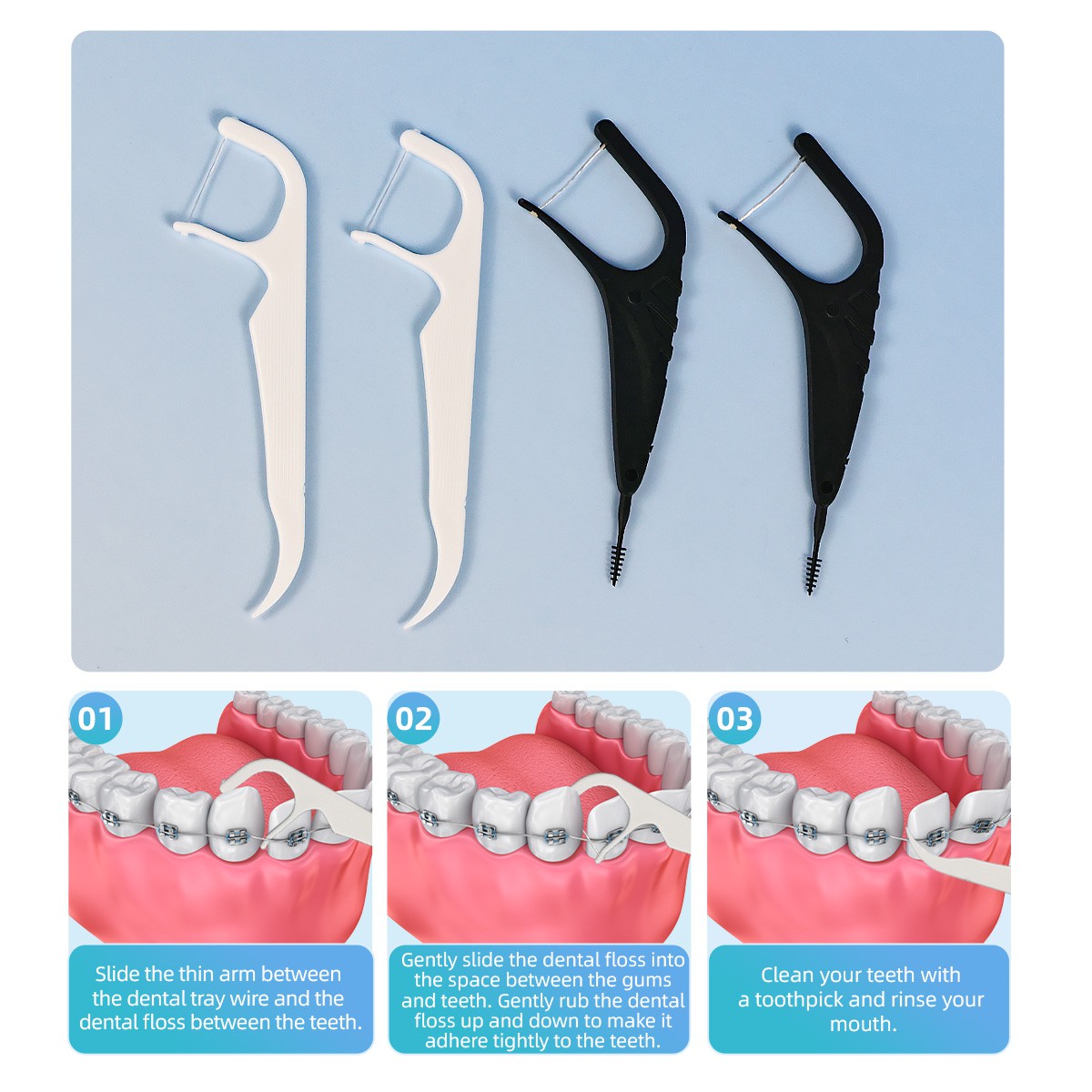 Orthodontic Floss Pick For Brace Application Orthodontic Floss Pick For Brace Application